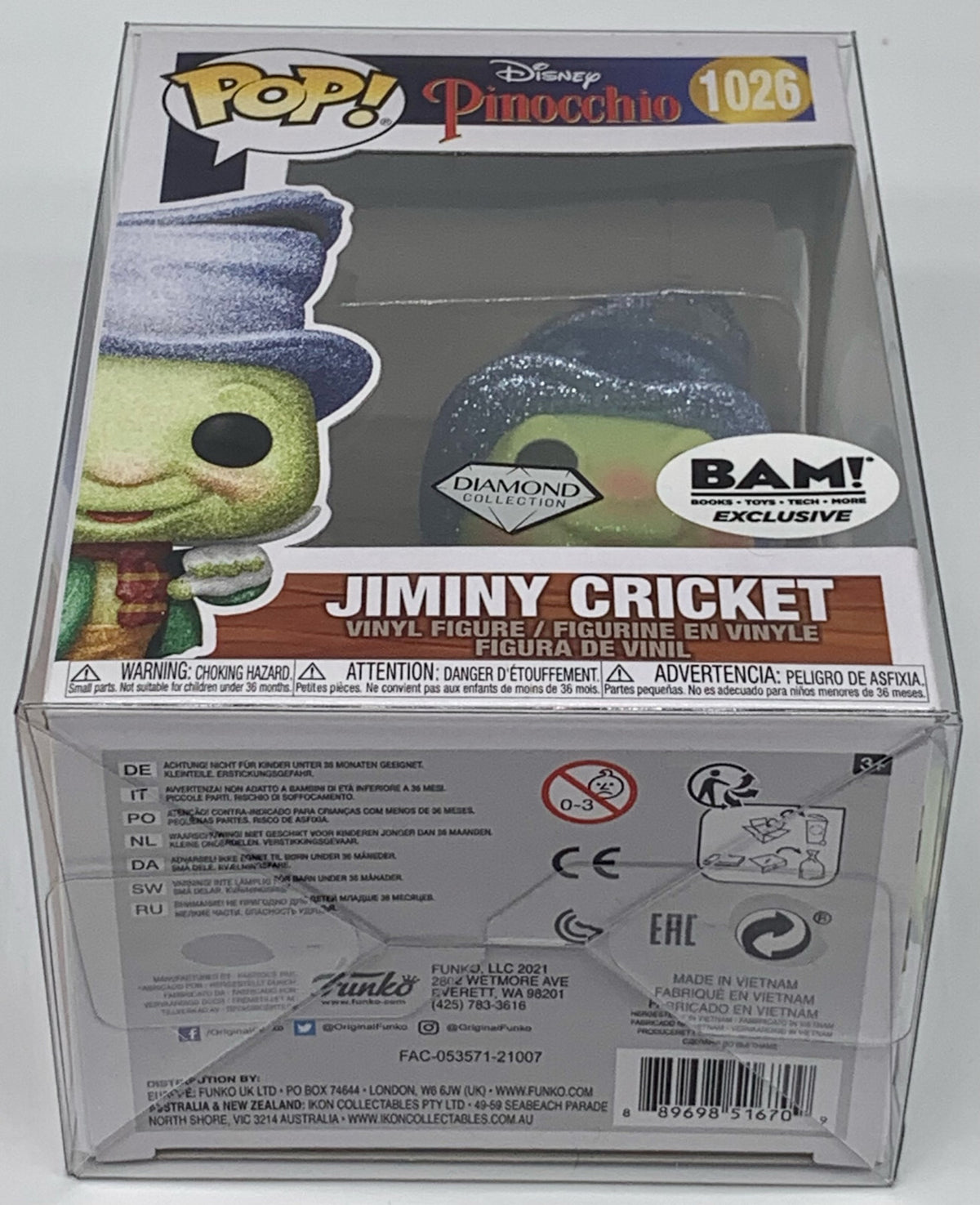 Jiminy Cricket Pop #1026 Disney Pinocchio Diamond Collection Funko Pop Protector