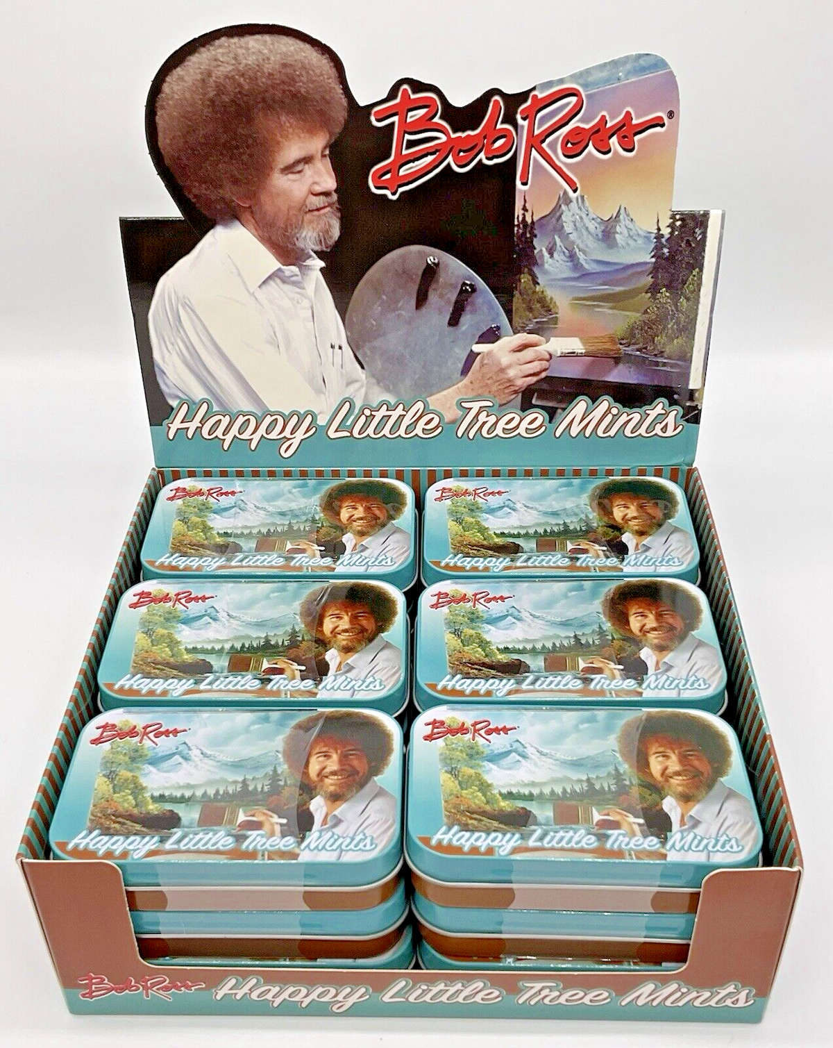 Bob Ross Happy Little Tree Mints in Collectible Tin 3 oz. 3 3/4"x2 1/2"x3/4"