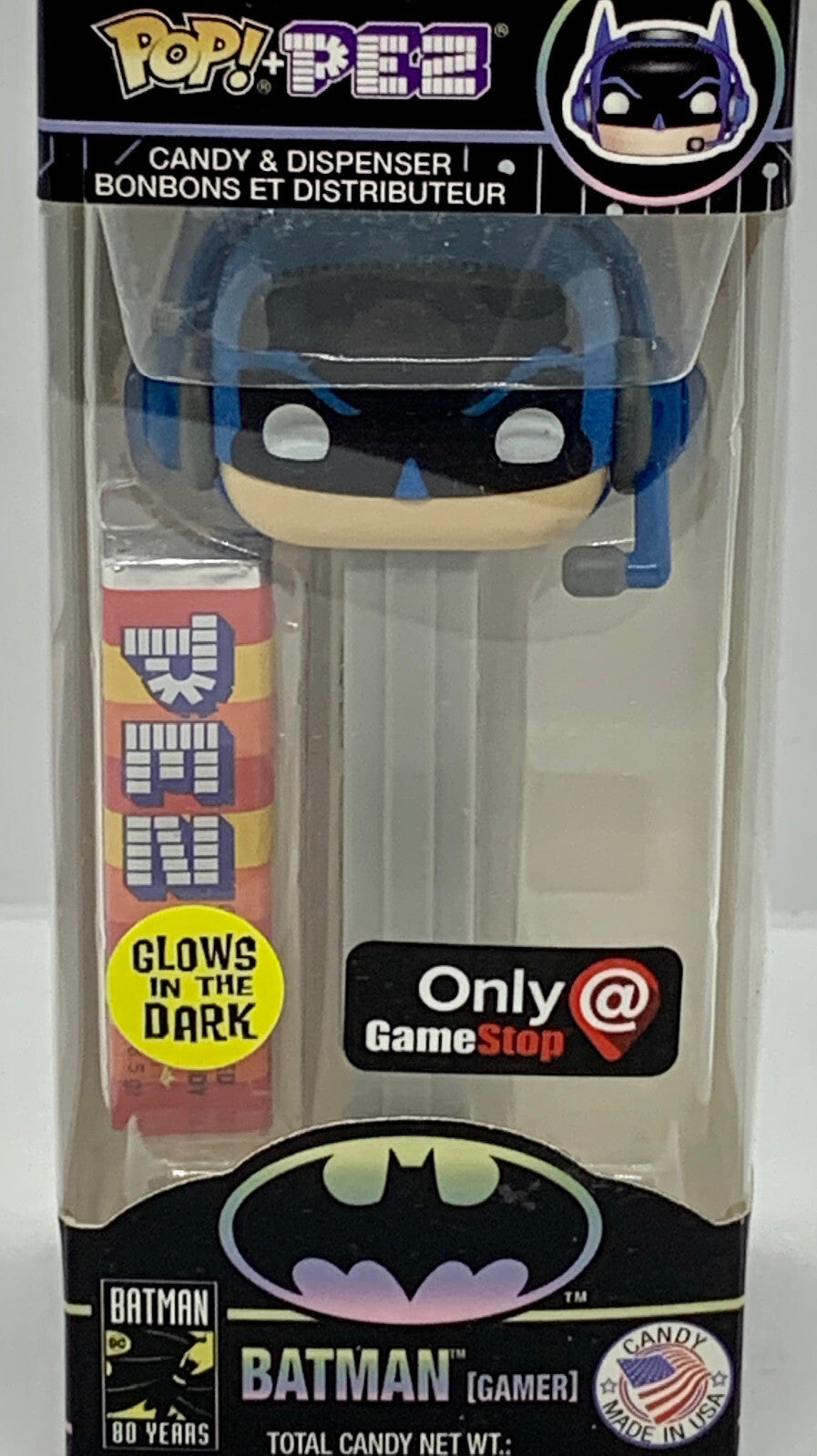 Batman Gamer Funko Pop Pez Glows Game Stop Exclusive 2019 Dispenser and Candy
