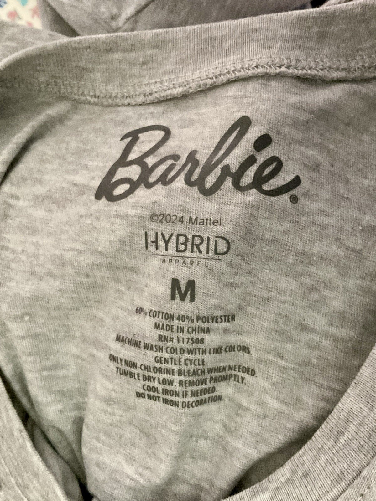 Barbie T-Shirt Unisex Adult Light Gray with Pink Ombre Letters "Barbie"