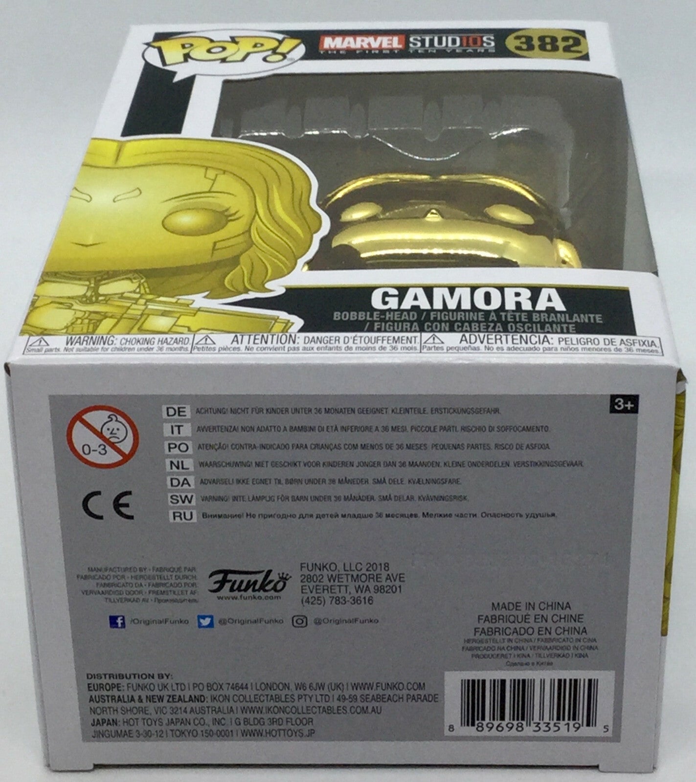 Gamora #382 Gold Chrome Marvel Studio's 10th  Funko Pop 2018 minor damage SEE