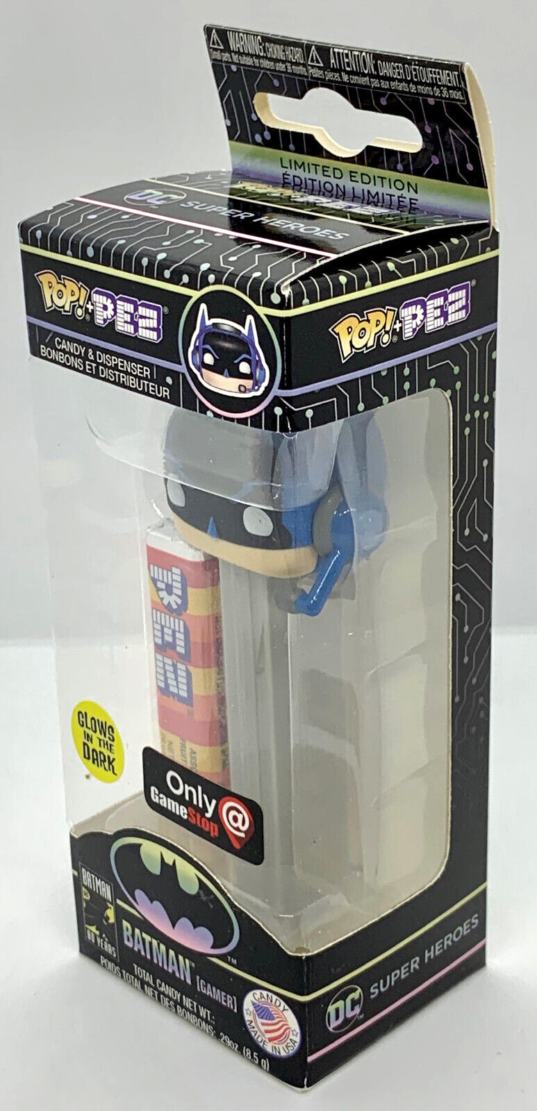 Batman Gamer Funko Pop Pez Glows Game Stop Exclusive 2019 Dispenser and Candy