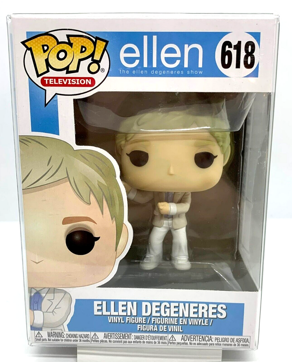 Ellen Degeneres Pop #618 Ellen Funko 2018 Vaulted in a Pop Protector