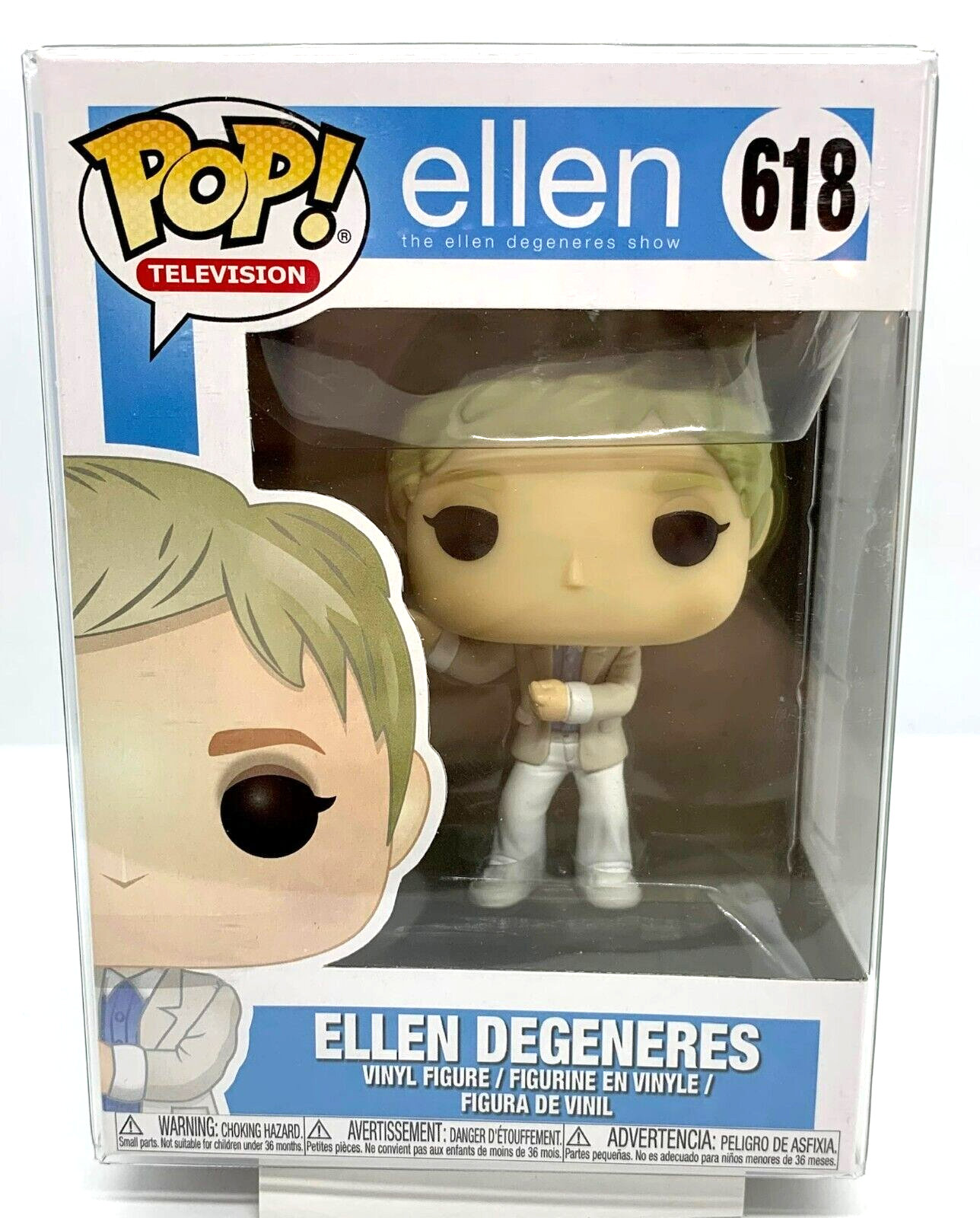 Ellen Degeneres Pop #618 Ellen Funko 2018 Vaulted in a Pop Protector
