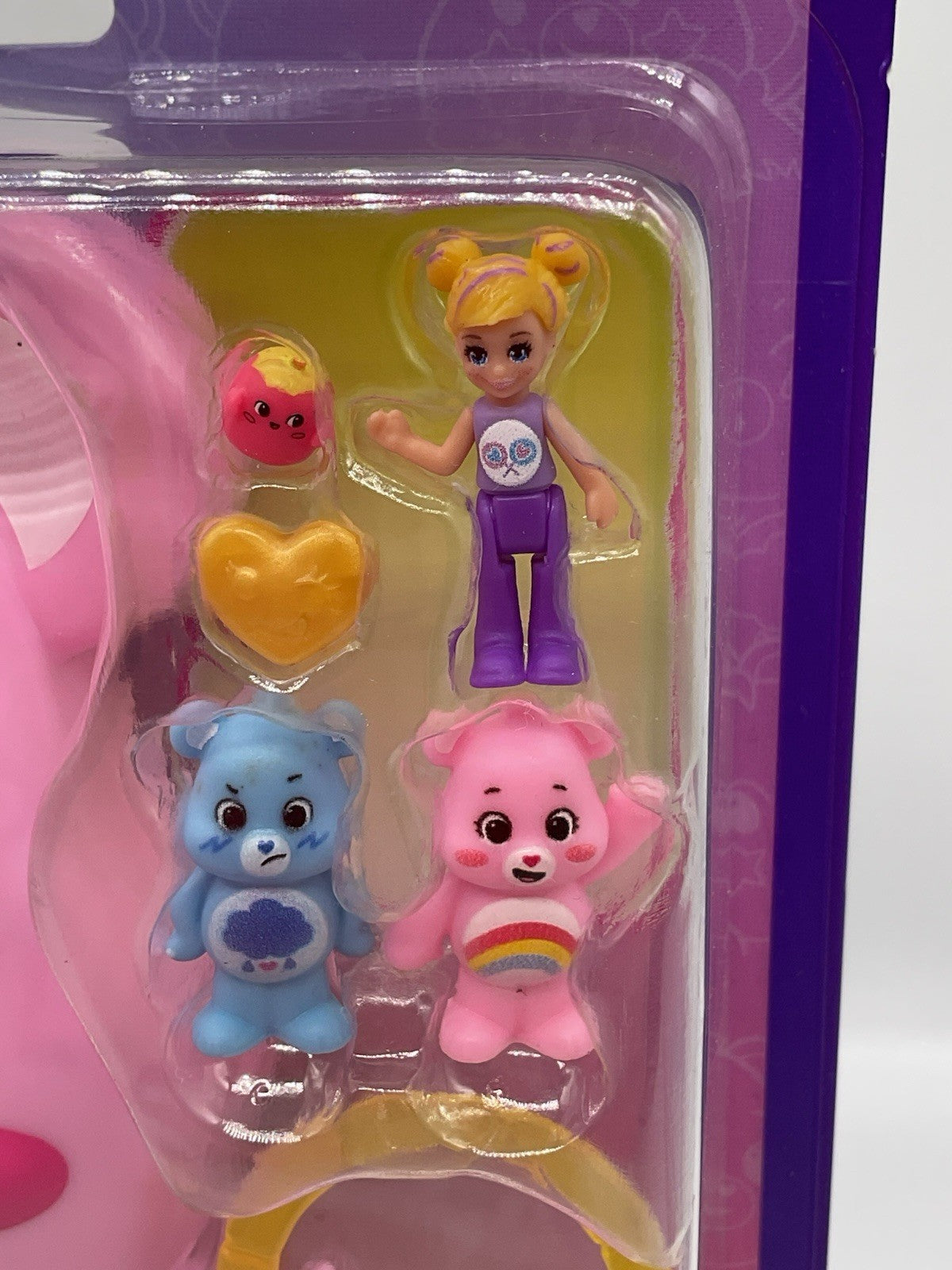 Polly Pocket Care Bears Compact Play Set Mattel 2024 2 Bears 1 Doll, Accessories