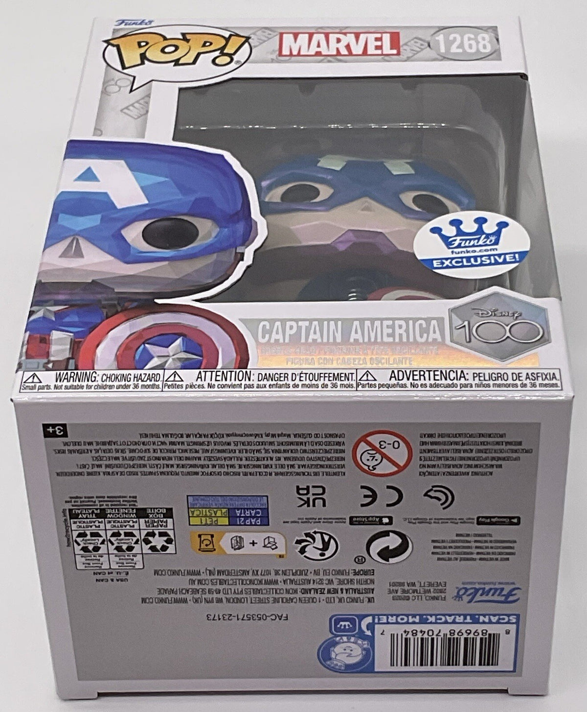 Captain America Pop #1268 Marvel (Faceted) Funko Exclusive  2023 with Protector