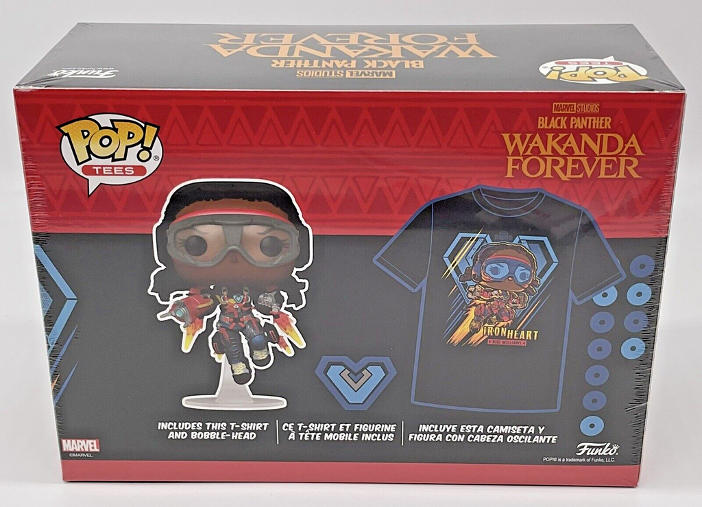 Black Panther Wakanda Forever Funko Pop + Tee Marvel Studios Glows Size Small