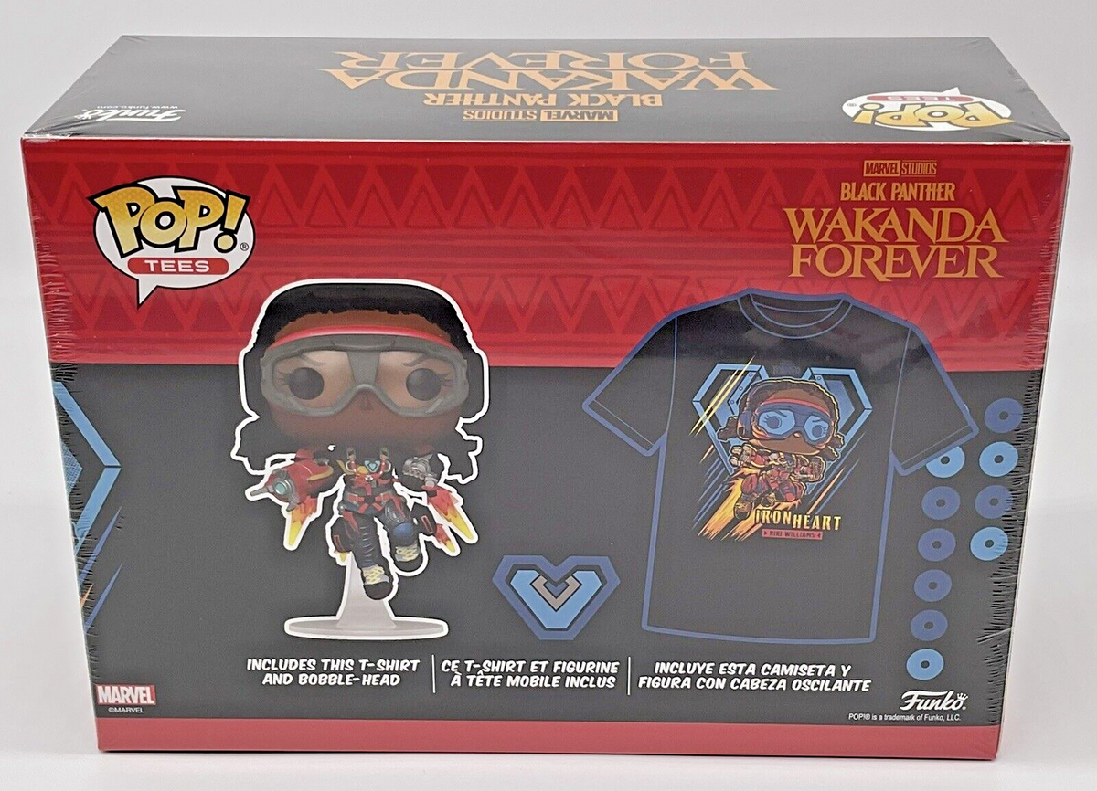 Black Panther Wakanda Forever Funko Pop + Tee Marvel Studios Glows Size Small
