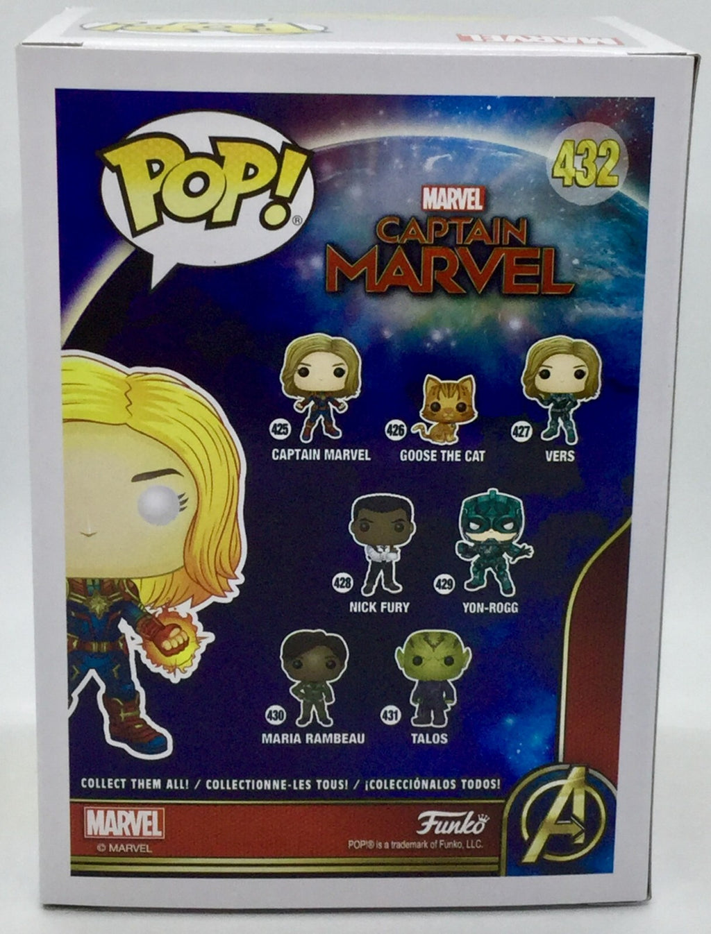 Captain Marvel Pop #432 Glows Marvel Funko 2018 WalMart Exclusive in Protector