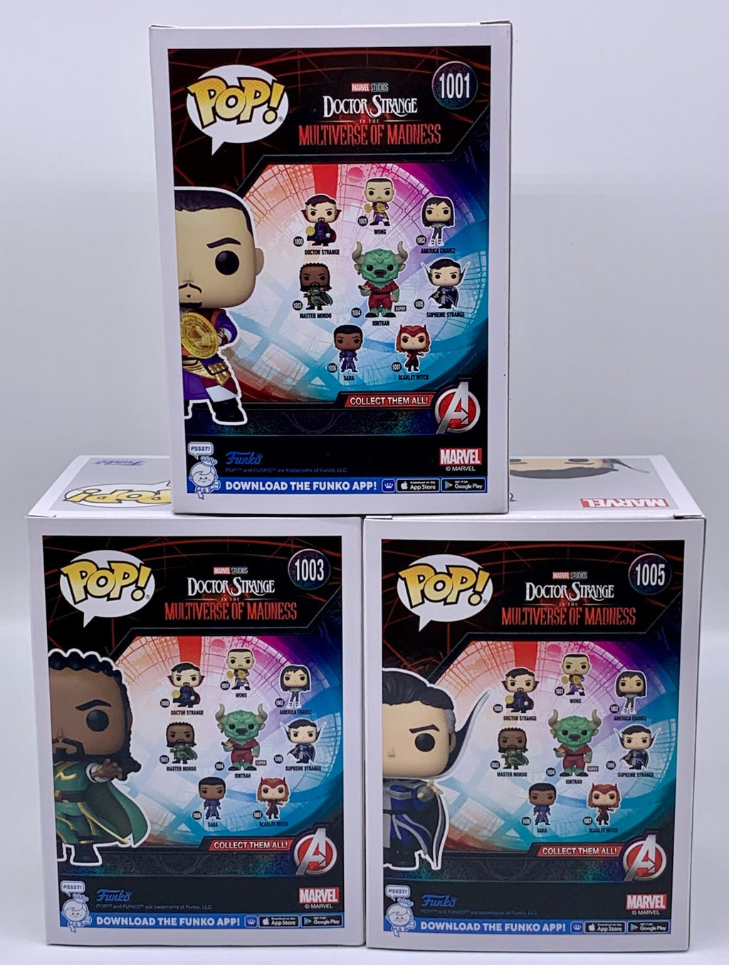 Doctor Strange 3 piece Funko Pop Set Wong, Master Mordo and Supreme Strange 2022