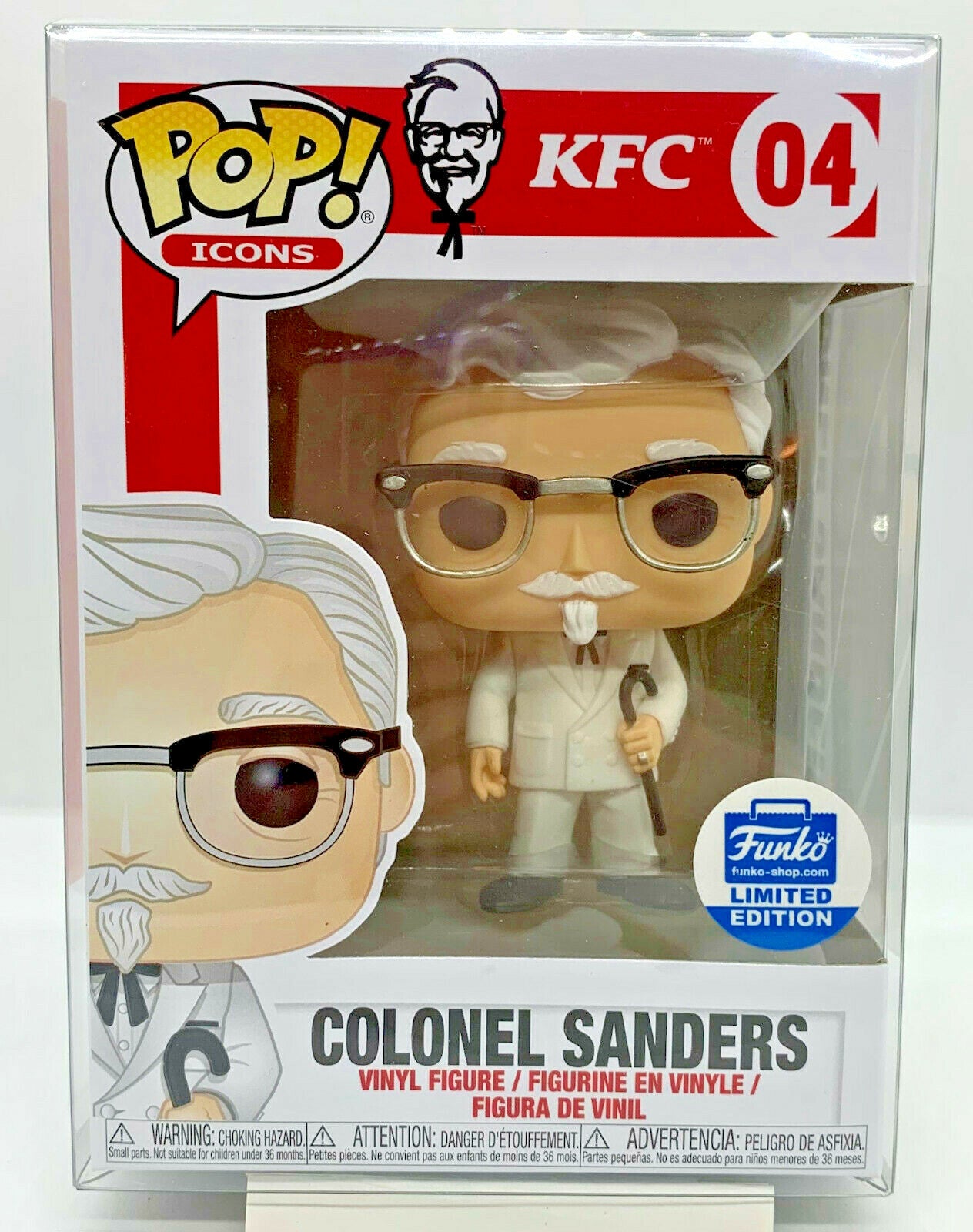 Colonel Sanders Pop #04 KFC with Cane Funko Pop Icons Exclusive with Protector