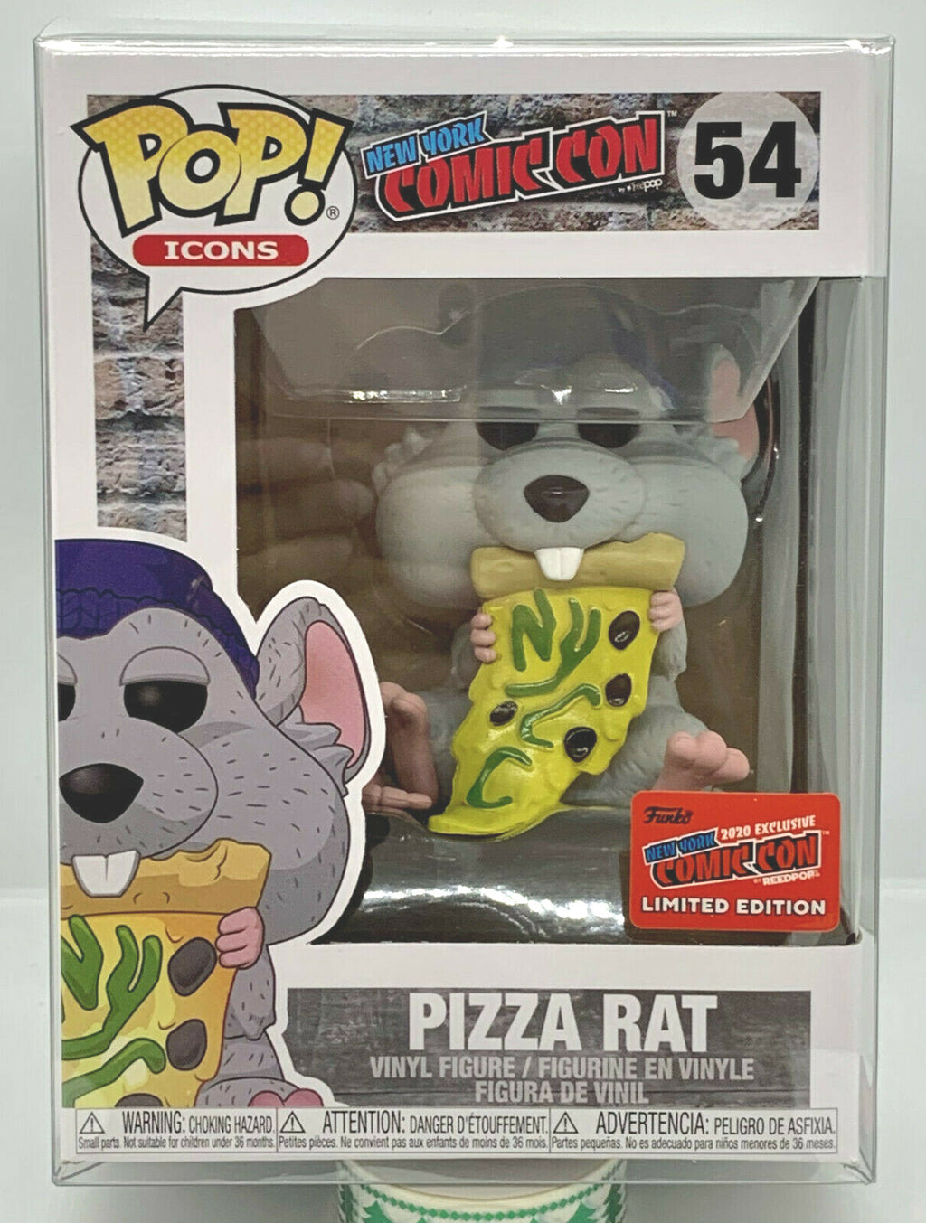 Pizza Rat Pop #54 NYCC 2020 Funko Icons Limited Edition Exclusive in Protector 