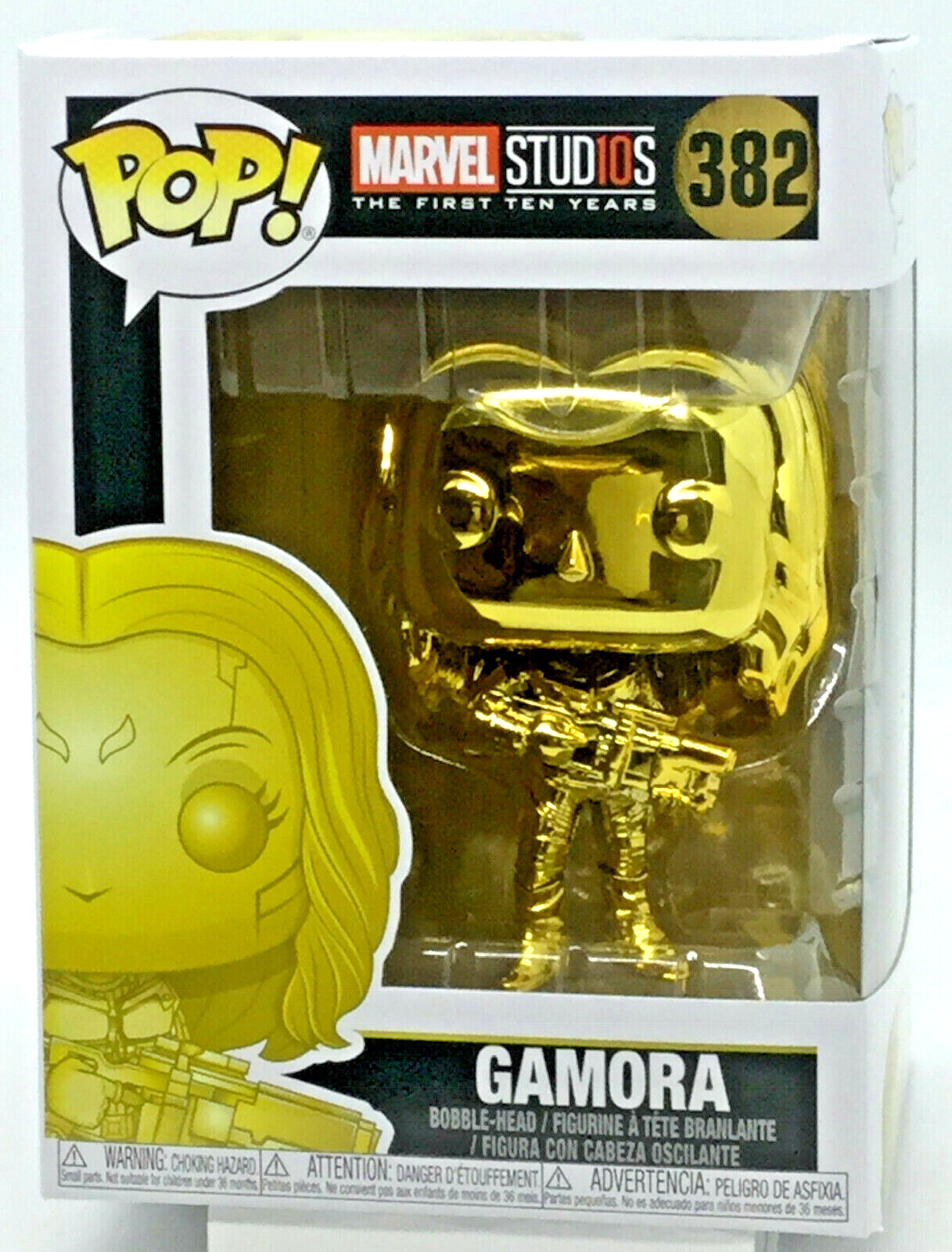 Gamora #382 Gold Chrome Marvel Studio's 10th  Funko Pop 2018 minor damage SEE