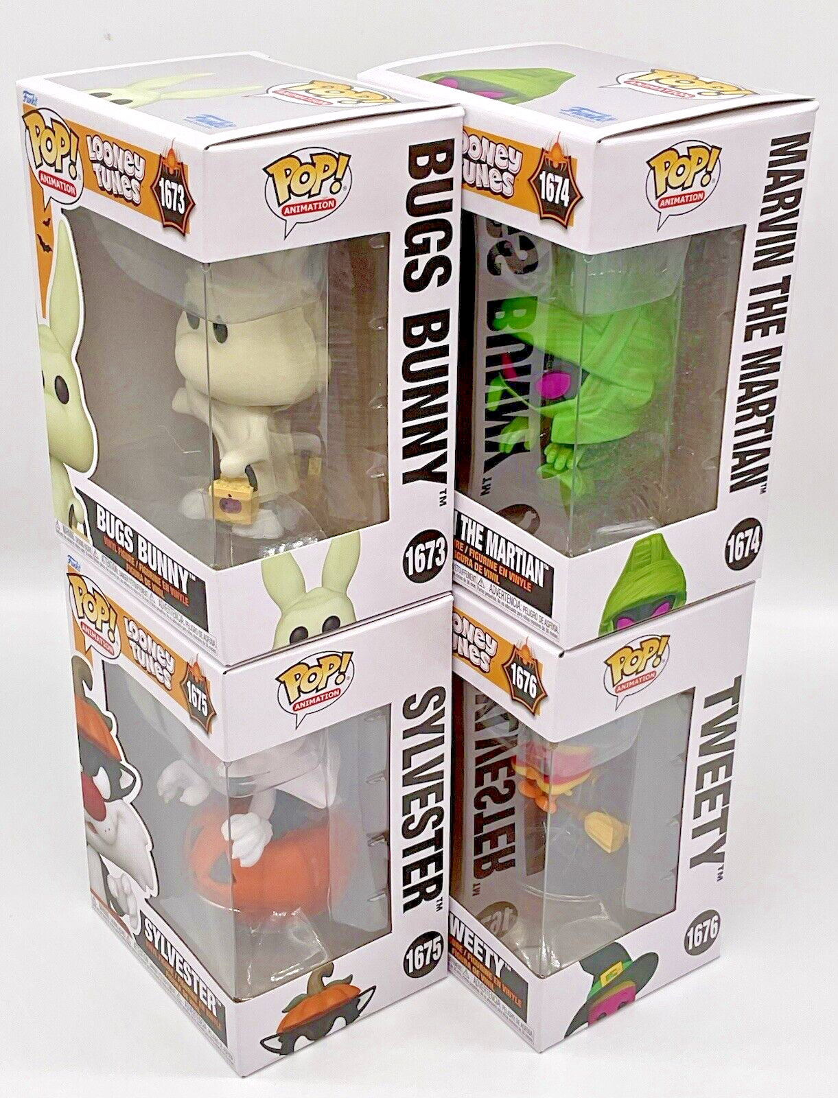 Looney Tunes Halloween 4 Piece Funko Pop Set 2024 Bugs, Marvin, Sylvester,Tweety