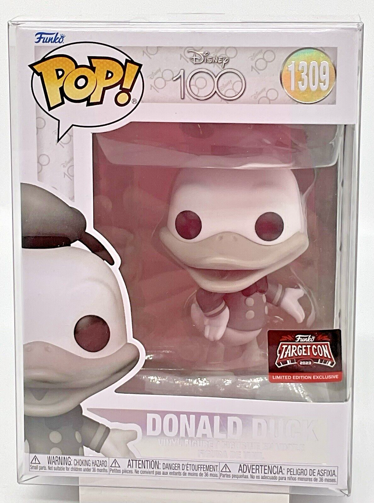 Donald Duck Pop #1309 Disney 100 Funko Target Con 2023 Vaulted in Protector