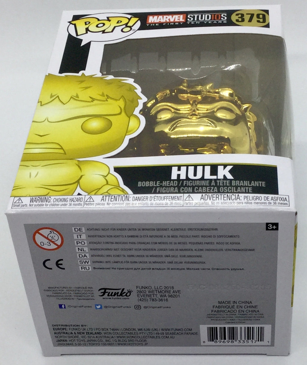 Hulk Pop #379 Gold Chrome Marvel Studio's 10th Funko Pop 2018 minor damage SEE