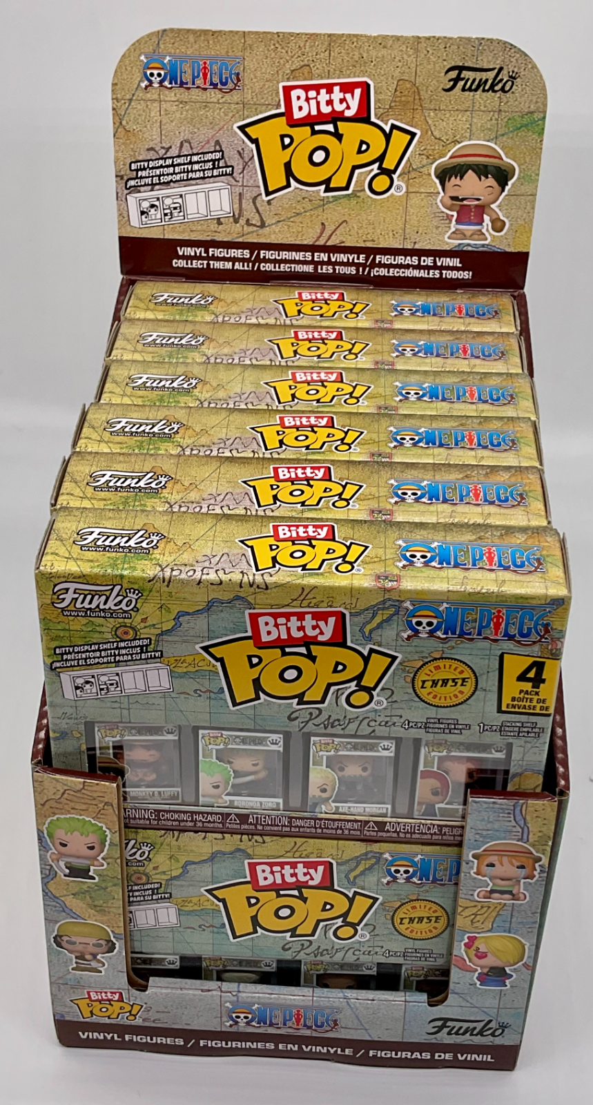 One Piece Funko Bitty Pops 4 Pack 2025 Includes One Bitty Pop Shelf (G)