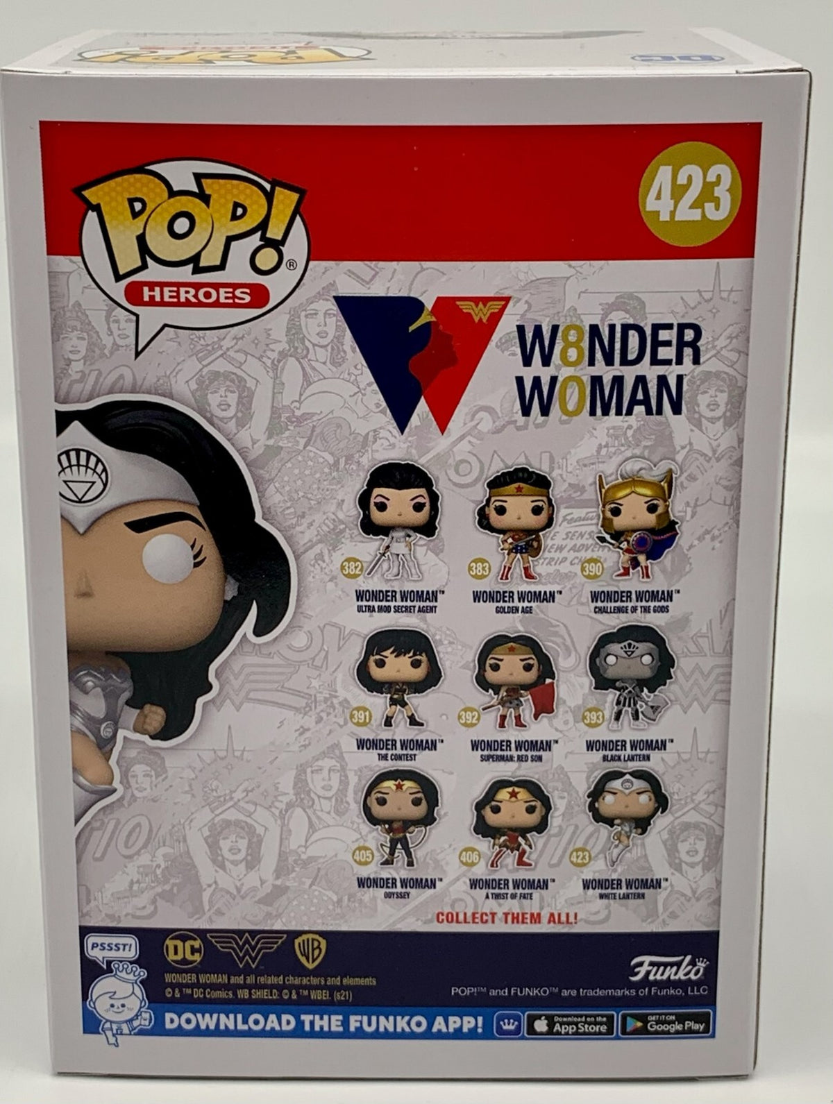 Wonder Woman White Lantern Pop #423 Glows Funko Pop Heroes EE Exclusive 2021
