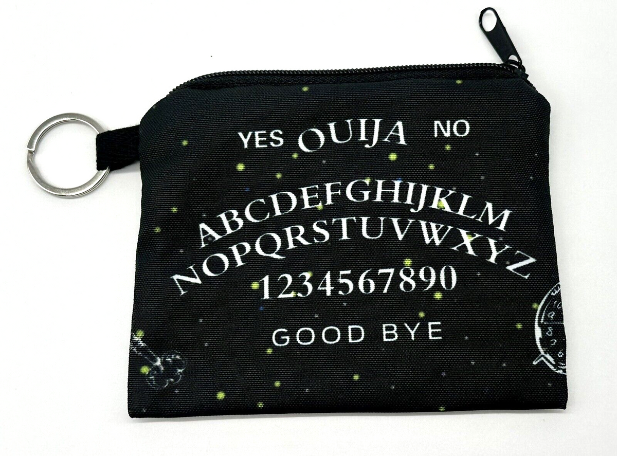 Ouija Coin Purse Zip Top Closure Key Ring Black