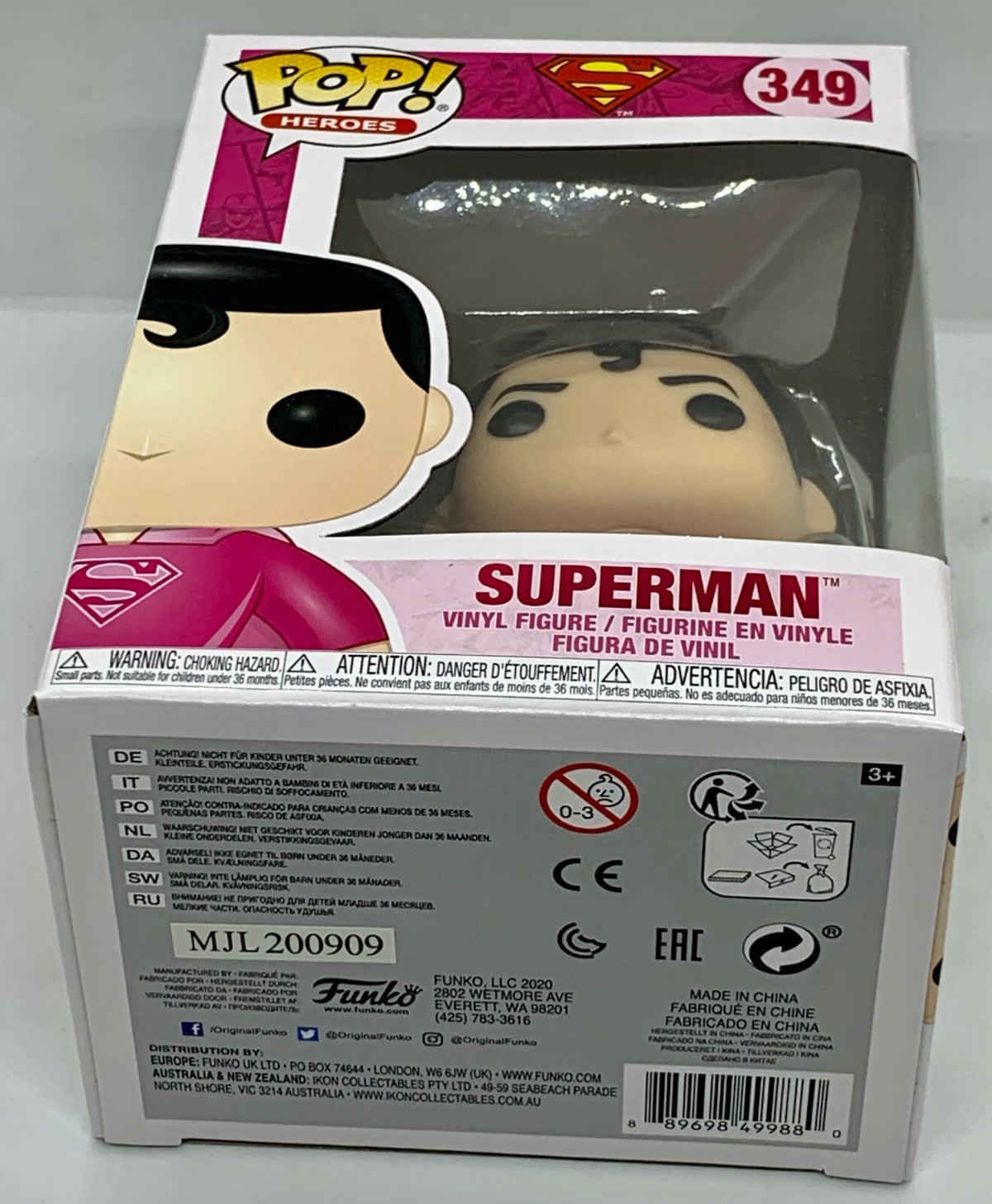Superman Pop #349 DC Funko Pop Heroes 2020 Breast Cancer Awareness 