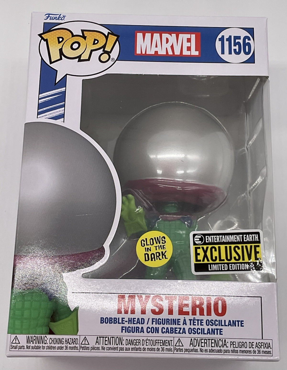 Mysterio Pop #1156 Marvel Glows EE Exclusive Funko 2022 Comes with Pop Protector