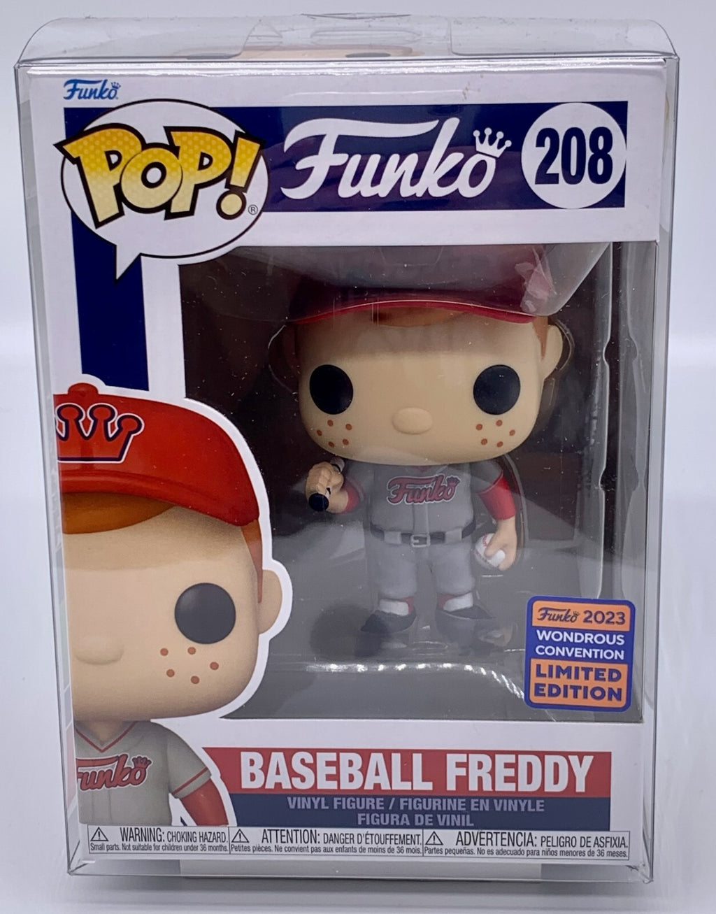 Baseball Freddy Pop #208 Funko Wondrous Convention 2023 Lmtd Edition Protector