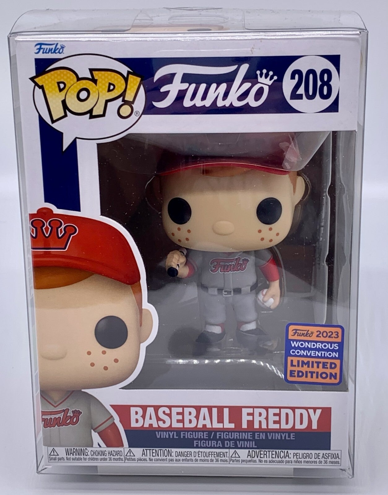 Baseball Freddy Pop #208 Funko Wondrous Convention 2023 Lmtd Edition Protector