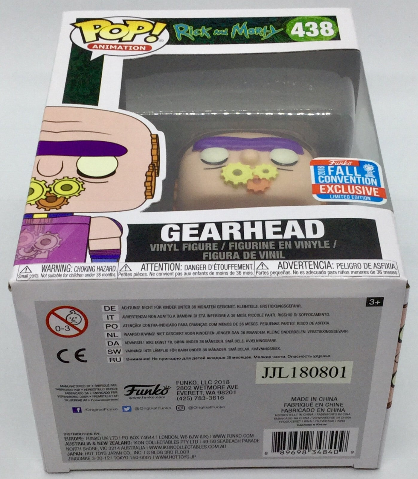 Gearhead Pop #438 Rick and Morty 2018 NYCC Vaulted Exclusive Limited Edition 