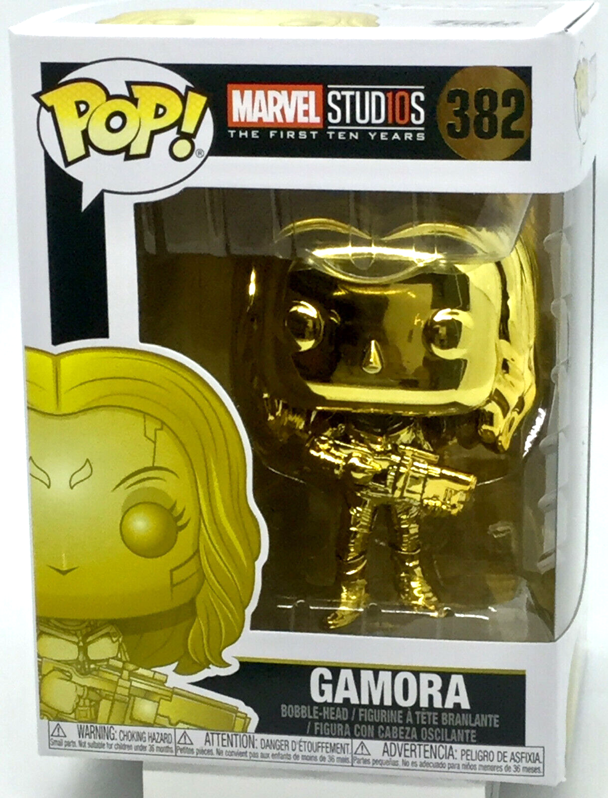 Gamora #382 Gold Chrome Marvel Studio's 10th  Funko Pop 2018 minor damage SEE