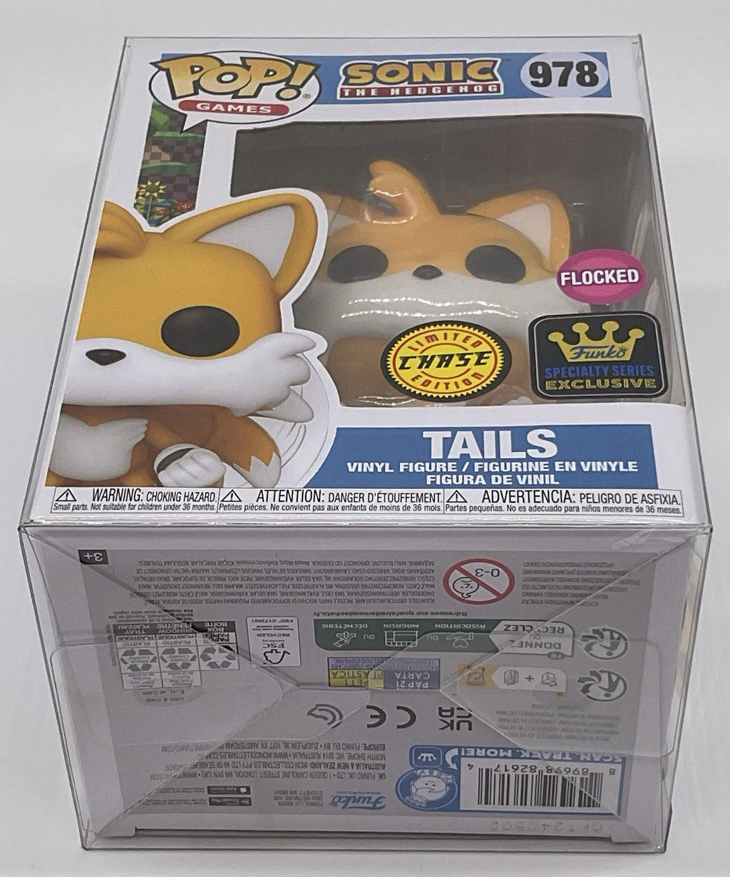 Tails Pop #978 Sonic the Hedgehog Funko Pop 2025 Chase Flocked in Pop Protector