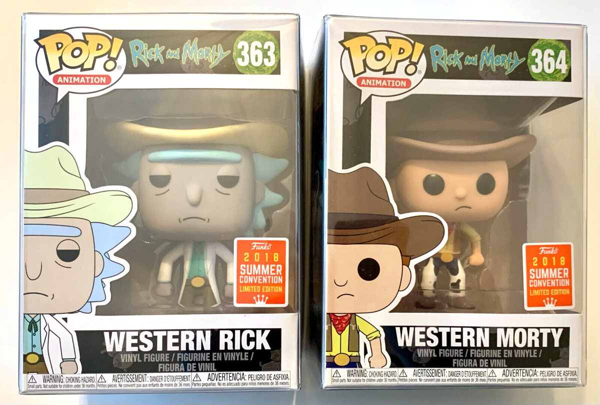 Western Rick Pop #363 Western Morty Pop #364 Vaulted 2018 SDCC in Protectors