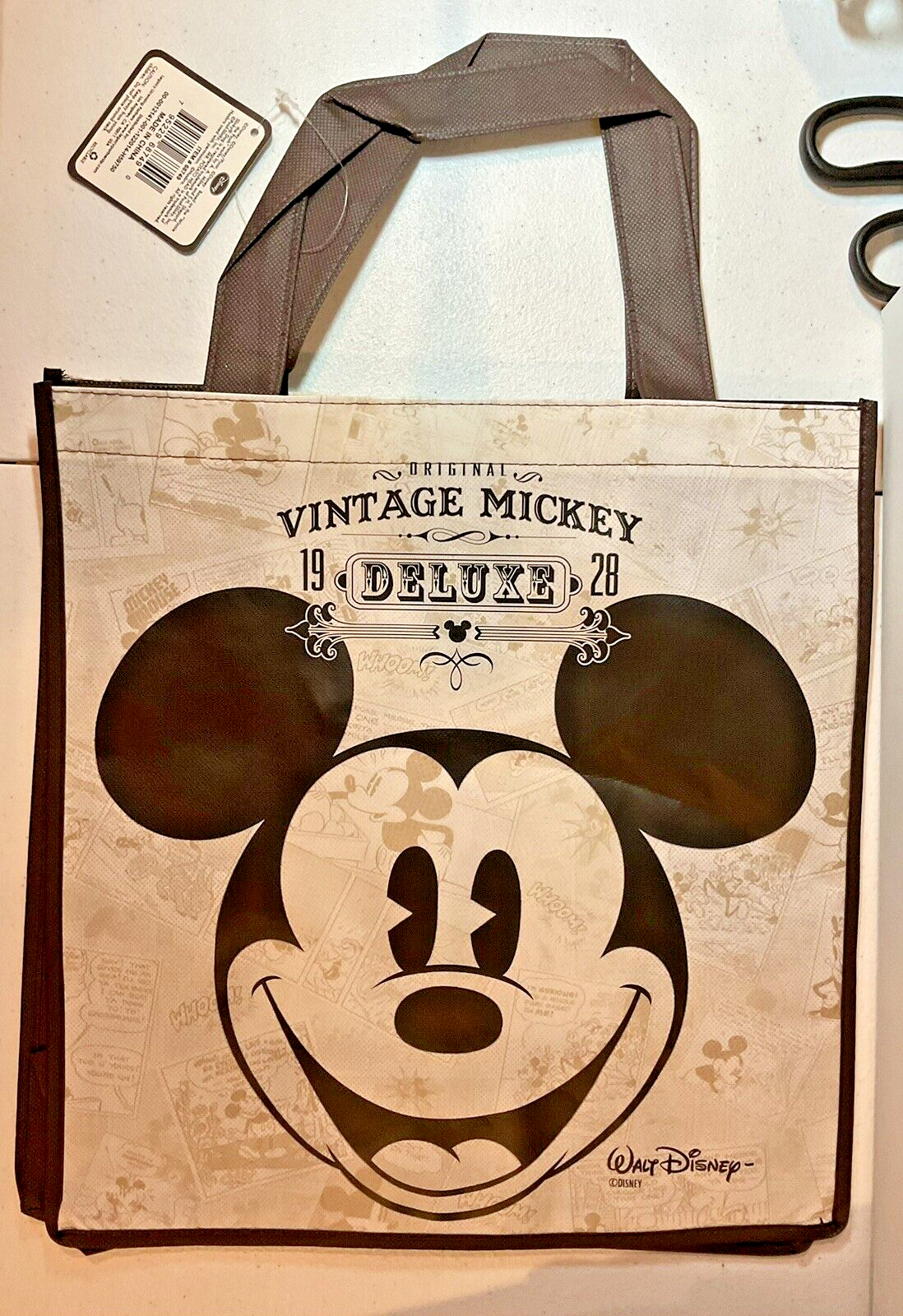 Vintage Mickey Mouse Reusable Shopping Bag Disney New 13 x 13 x 6.5 Mickey 1928