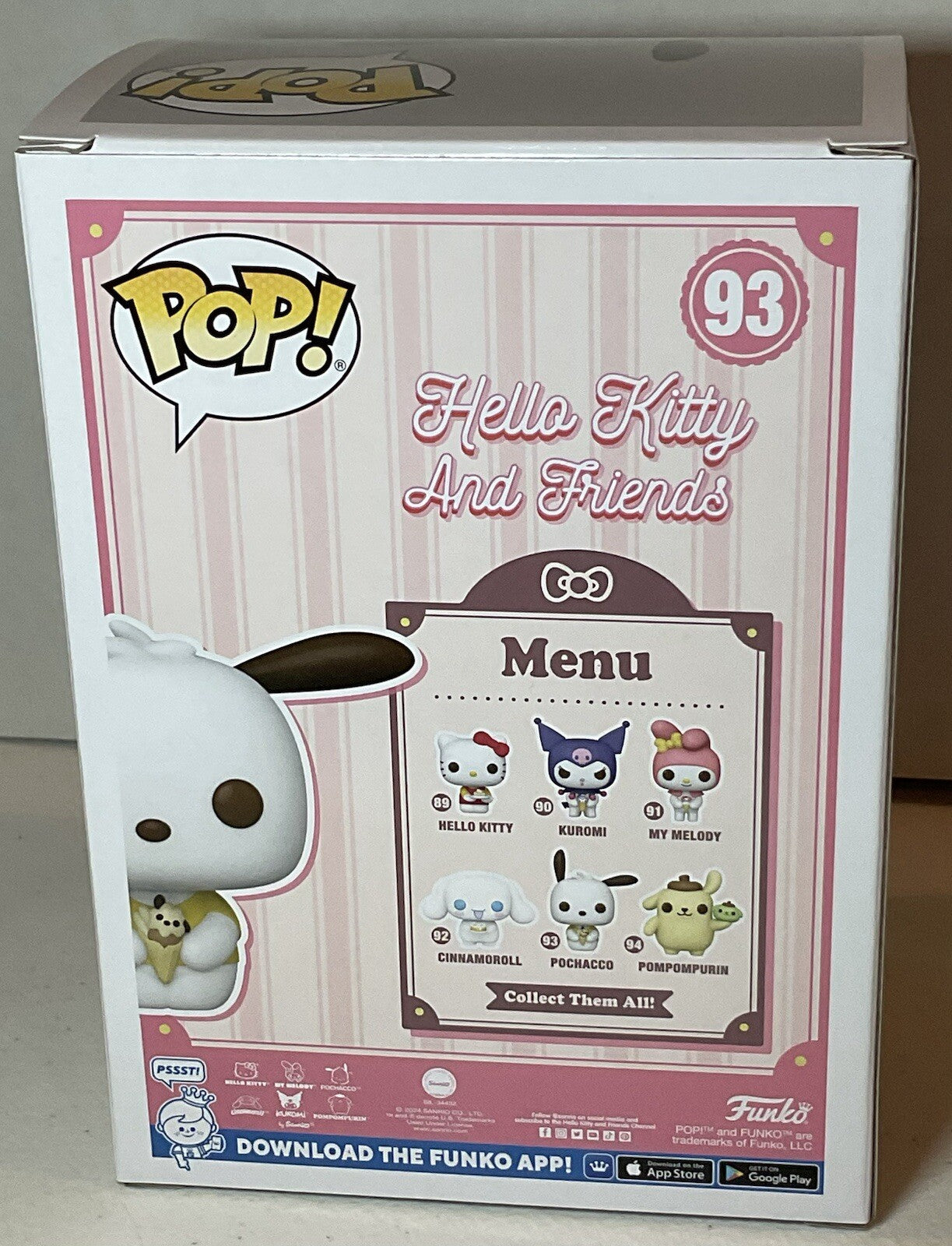 Pochacco Pop #93 Hello Kitty and Friends Funko 2024 Pochacco with Ice Cream