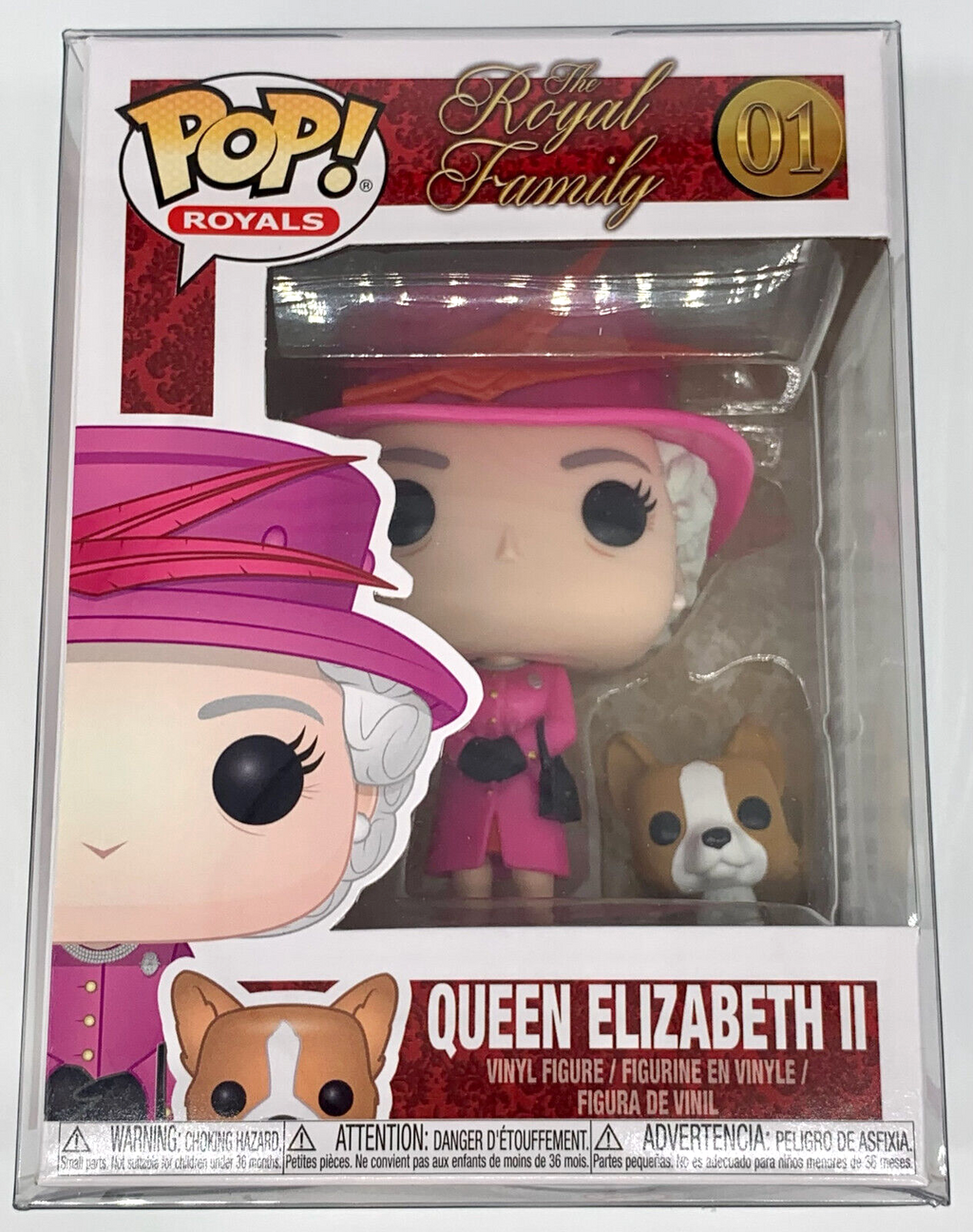 Queen Elizabeth II Pop #01 with Corgi Funko The Royal Family 2022 in Protector