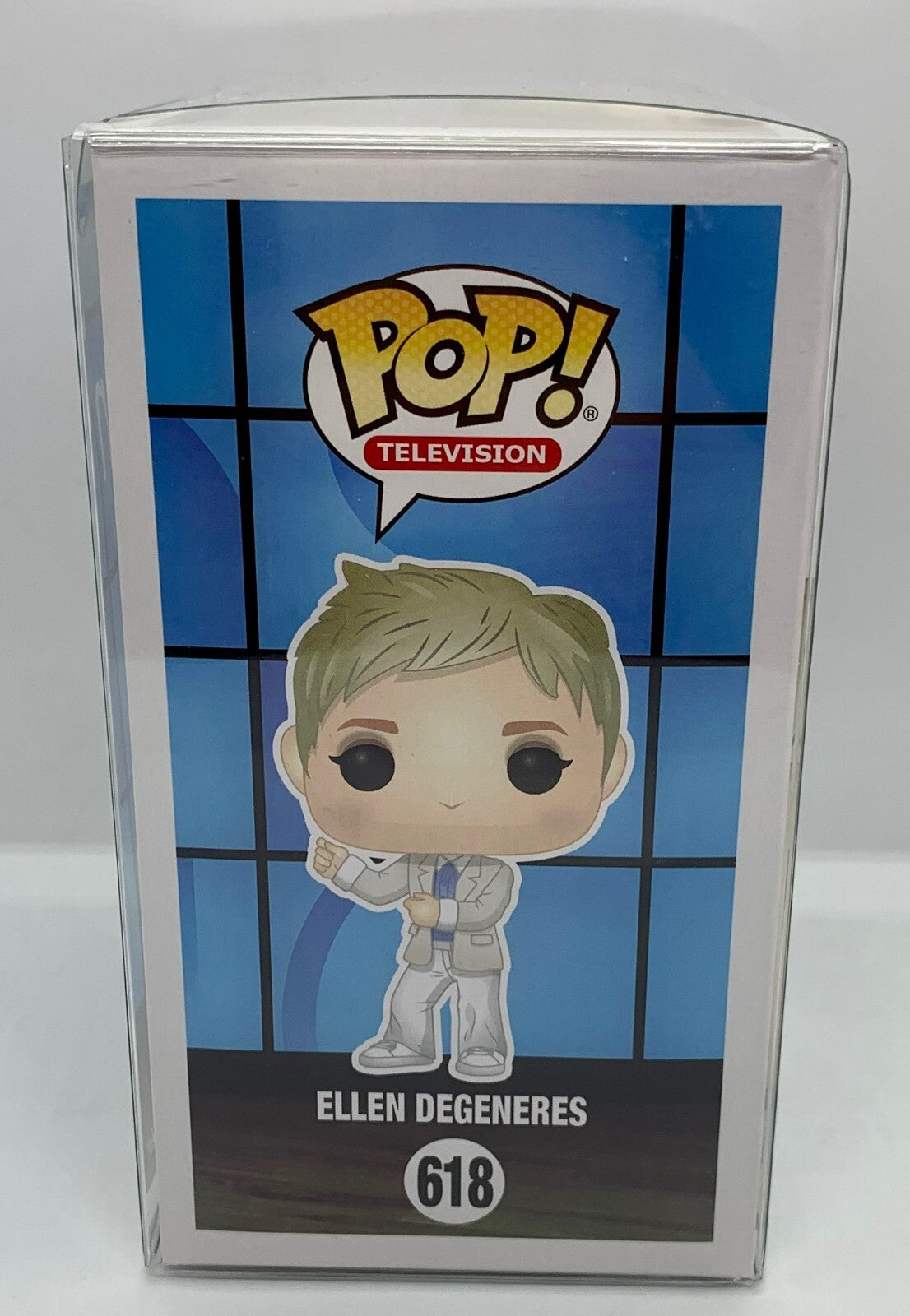 Ellen Degeneres Pop #618 Ellen Funko 2018 Vaulted in a Pop Protector