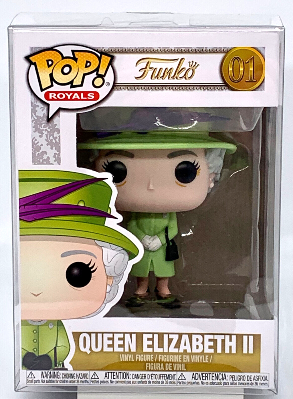 Queen Elizabeth II Pop #01 Green Suit Funko Pop Royals 2022 in Protector
