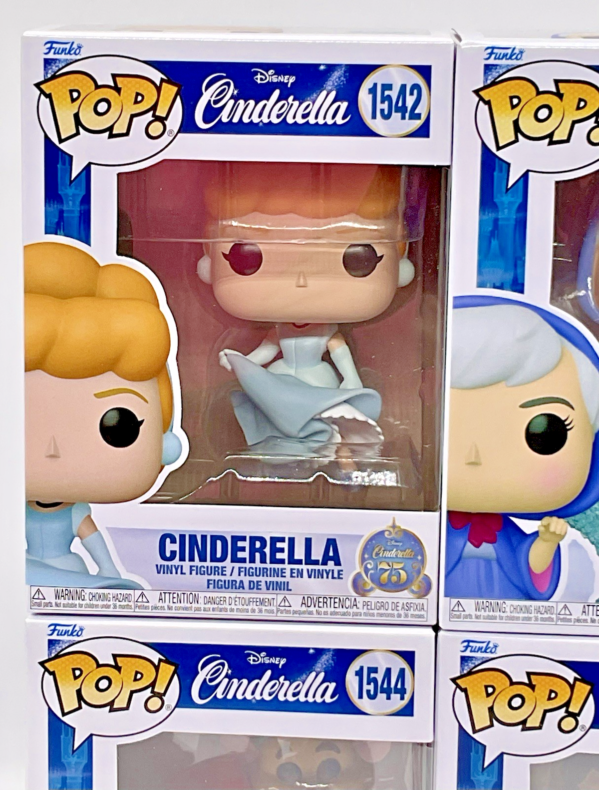 Cinderella 4 Piece Funko Pop Set - Disney Fairy Godmother, Jaq + Gus Gus, Prince