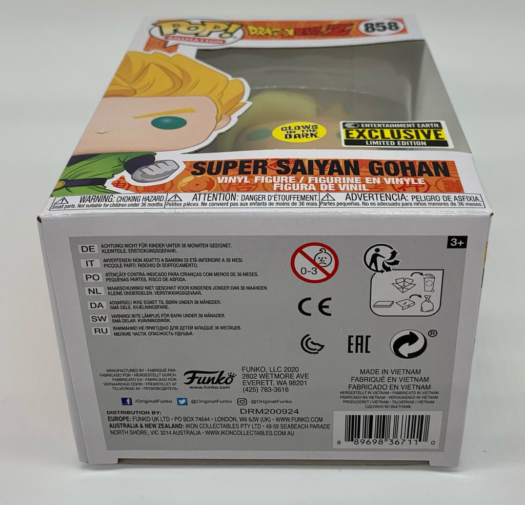 Super Saiyan Gohan Pop #858 Glows EE Exclusive Dragon Ball Z Funko Pop 2020