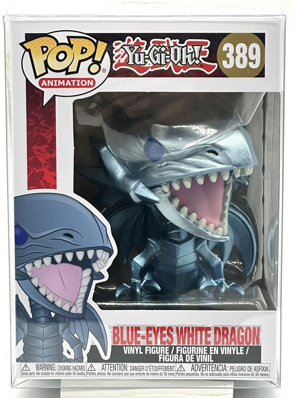 Blue Eyes White Dragon Pop #389 Yu-Gi-Oh Funko 2018/2023 Release Pop Protector