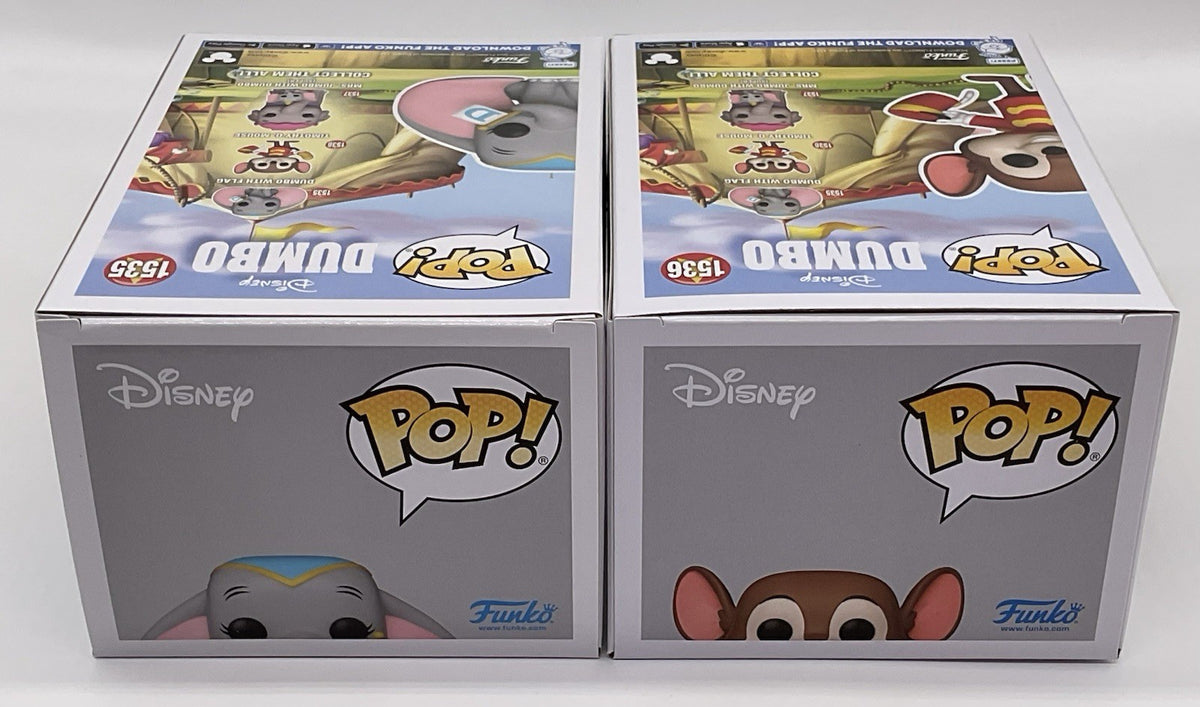 Dumbo Funko Pop Set Dumbo with Flag Pop #1535 & Timothy Q Mouse Pop #1536 Funko