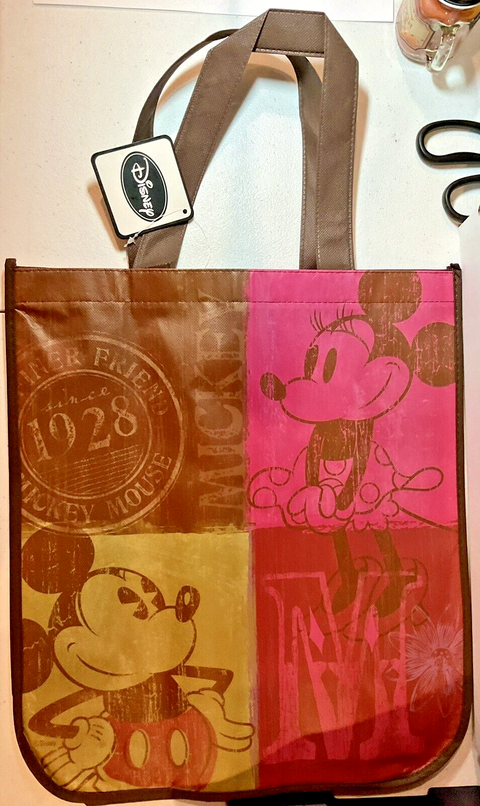 Mickey Mouse & Minnie Mouse Reusable Shopping Bag Disney New 13 x13 x 5 Disney