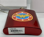 Wonder Woman Flask Metallic Red Logo Screw on Top