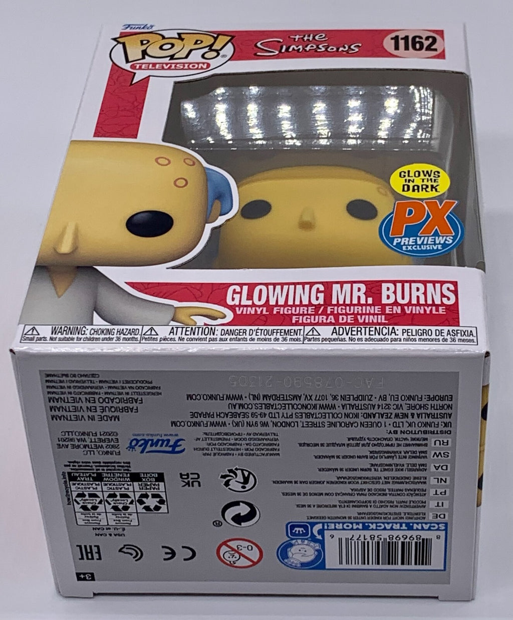 Glowing Mr. Burns Pop #1162 Glows The Simpsons Funko Pop Television PX Exclusive