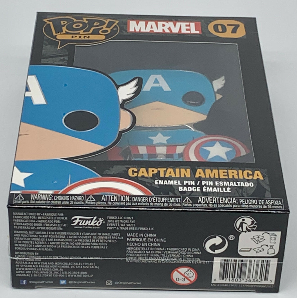 Captain America Funko Pop Pin #07 Marvel Large Enamel Pin 2021 Funko