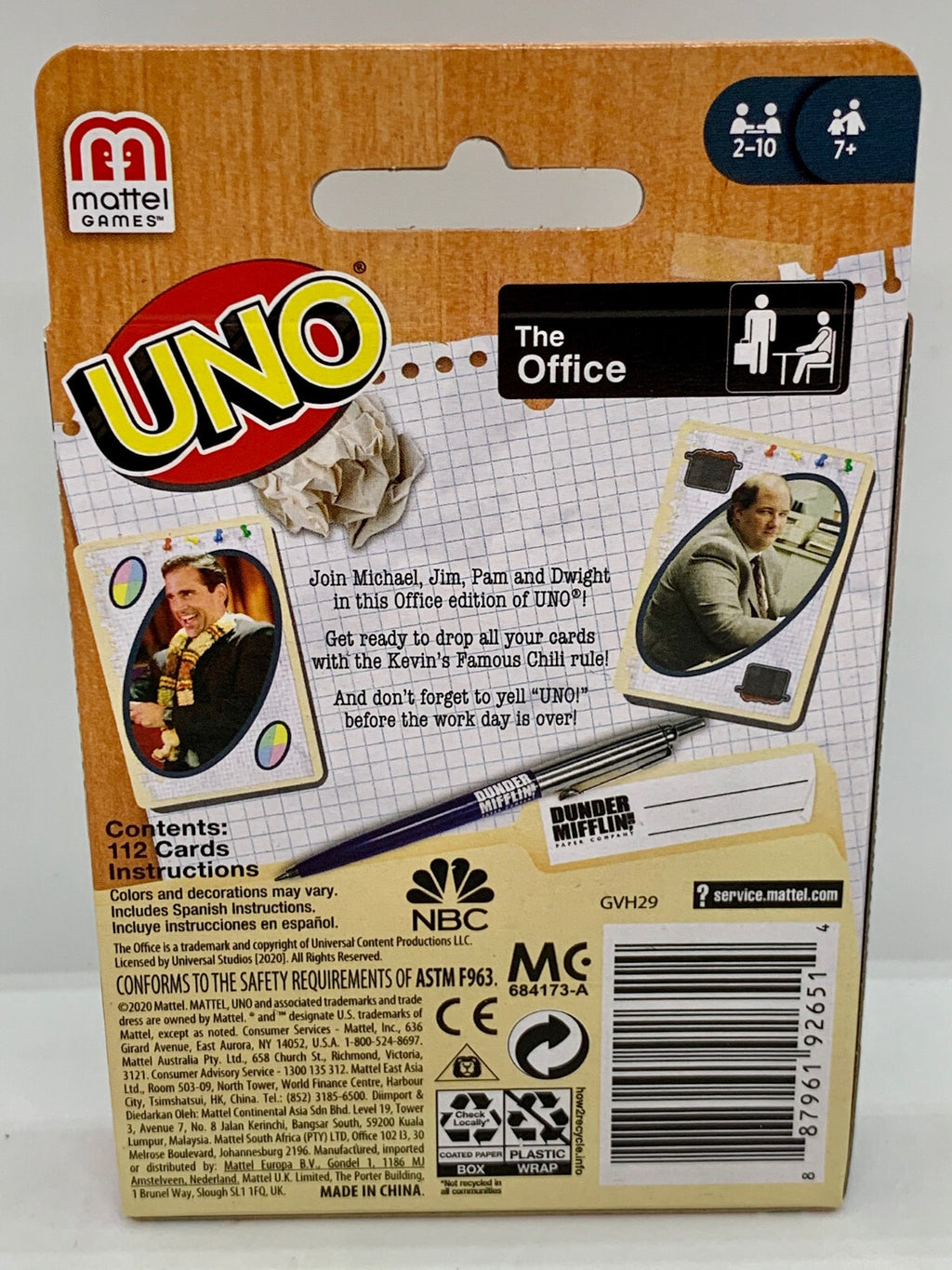 UNO Card Game The Office Edition Mattel Family Fun Card Game The Office