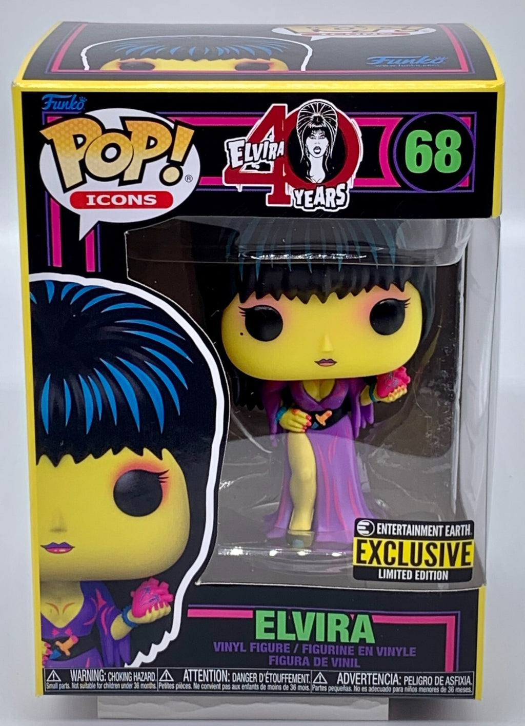 Elvira Pop #68 Black Light Elvira 40 Years Funko Pop Icons EE Exclusive 2022