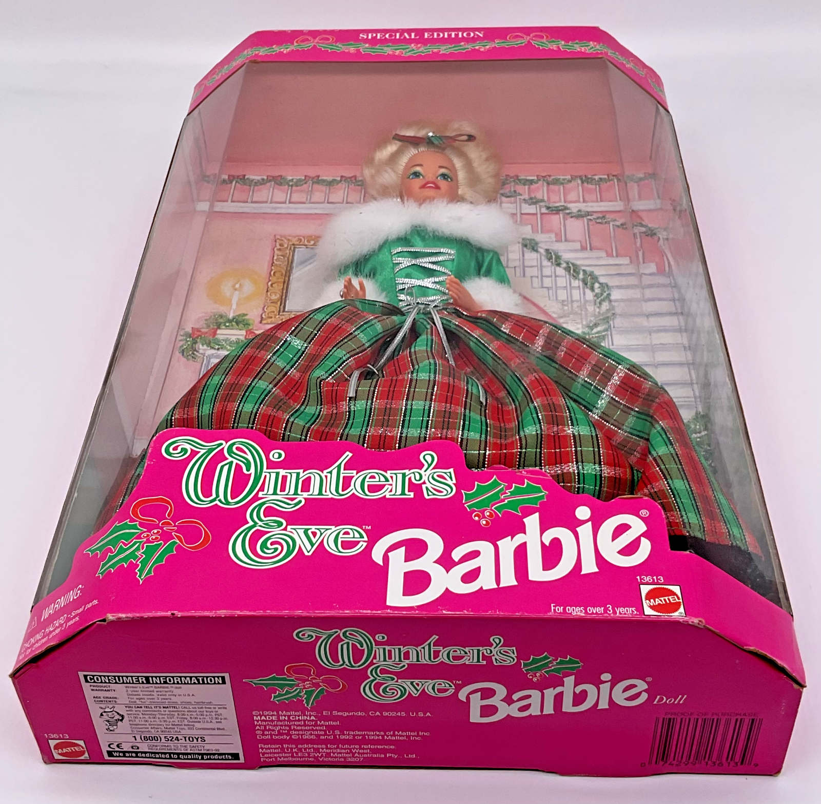 Barbie Doll Winter's Eve Barbie Special Edition 1994 NIB Mattel Plaid Gown