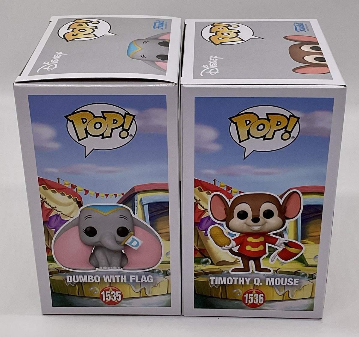 Dumbo Funko Pop Set Dumbo with Flag Pop #1535 & Timothy Q Mouse Pop #1536 Funko