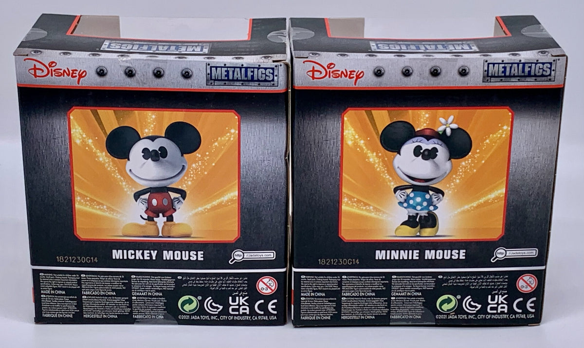 Disney Classic Mickey Mouse + Minnie Mouse 4" Die Cast Metal Figures Metalfigs