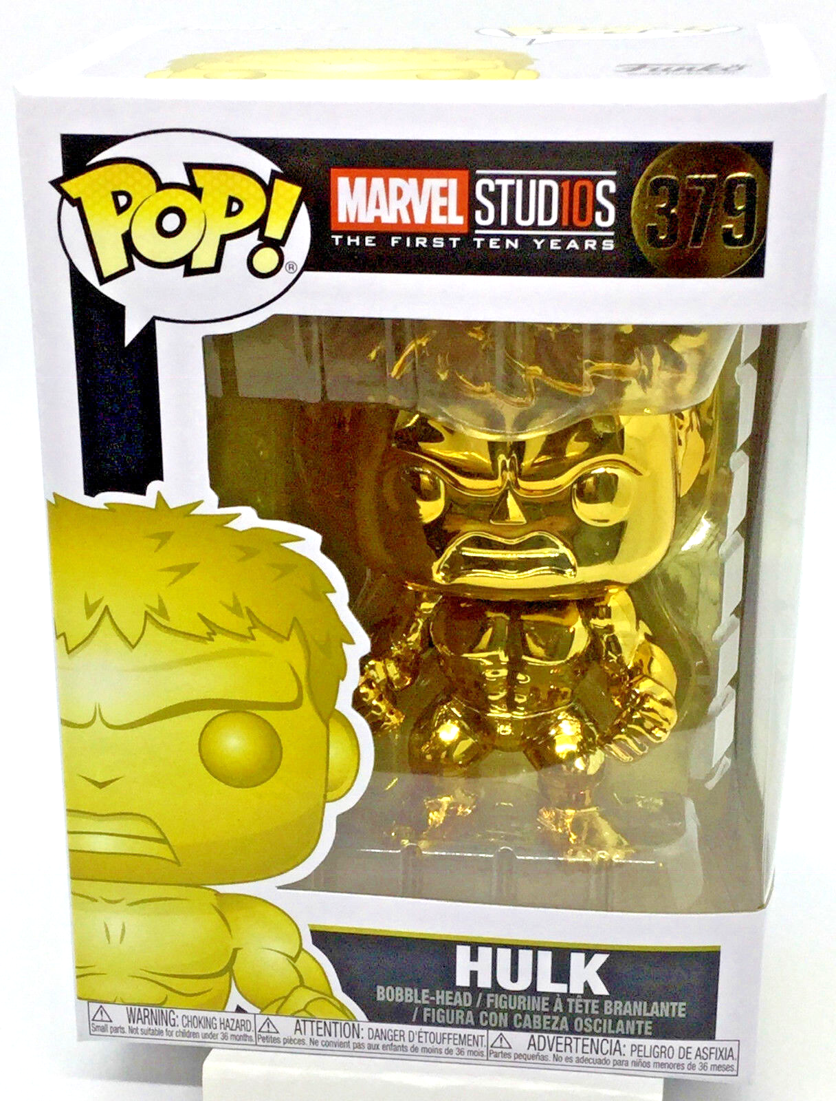 Hulk Pop #379 Gold Chrome Marvel Studio's 10th Funko Pop 2018 minor damage SEE